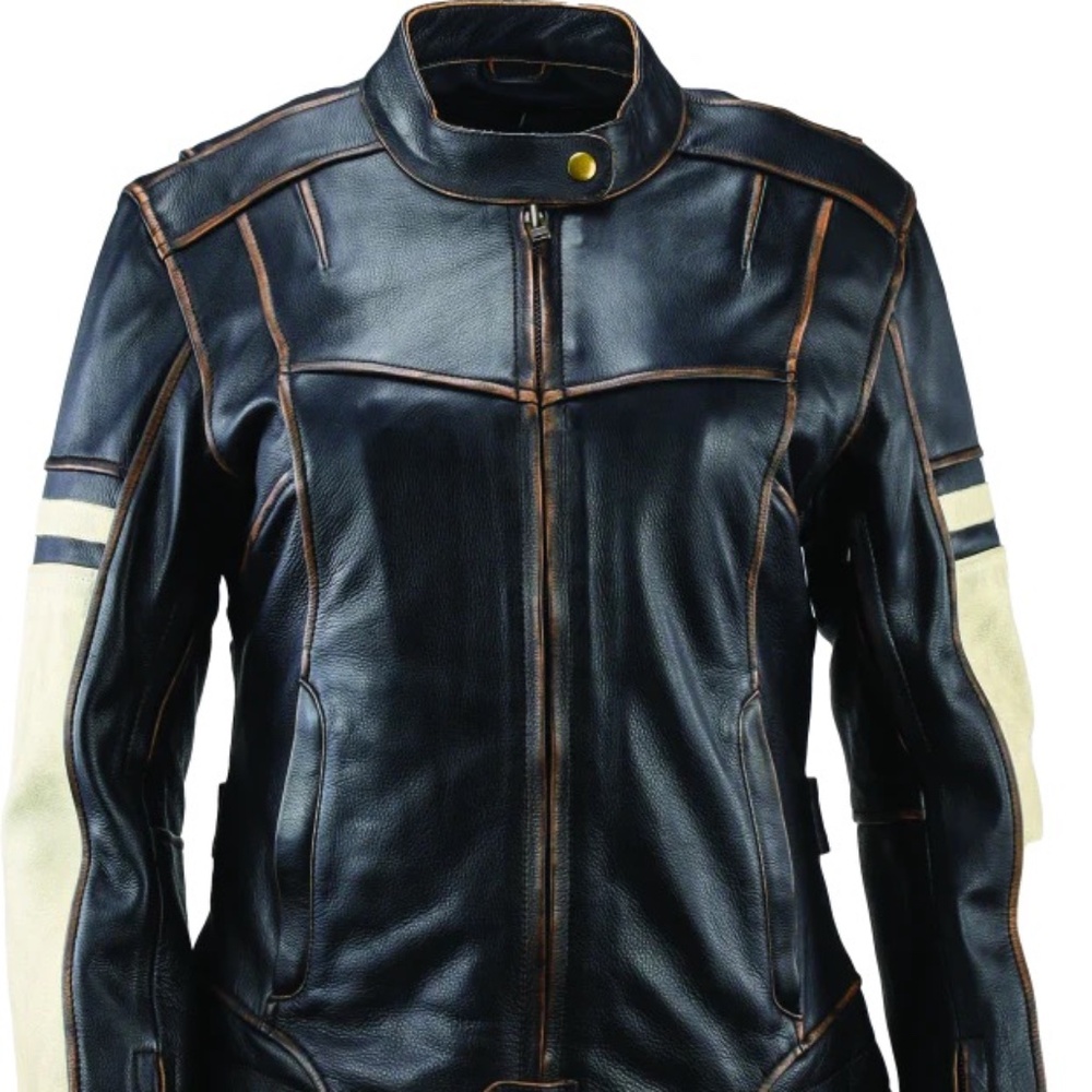 River Road Dame Vintage Leather Motorcycle Jacket